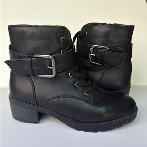 Sugar and Jade Black Leather Ankle Boots
